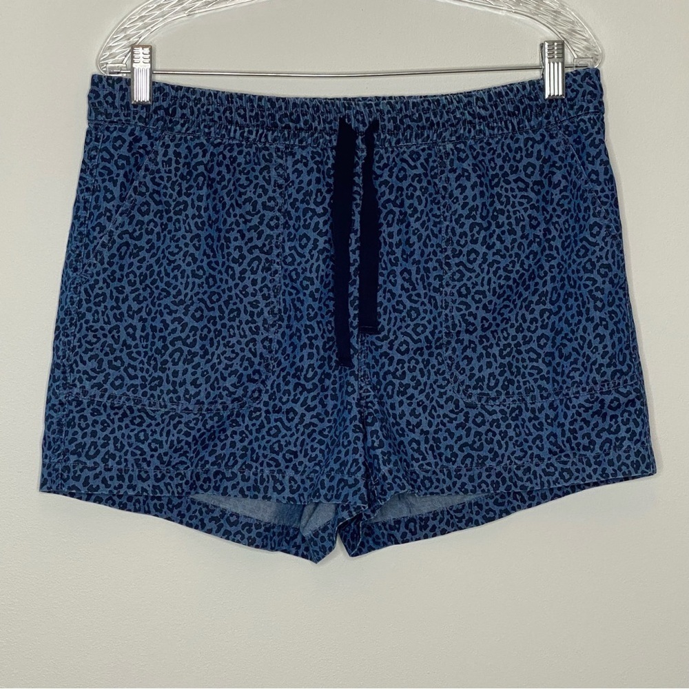 J. Crew Denim Seaside Indigo Blue Leopard Shorts
